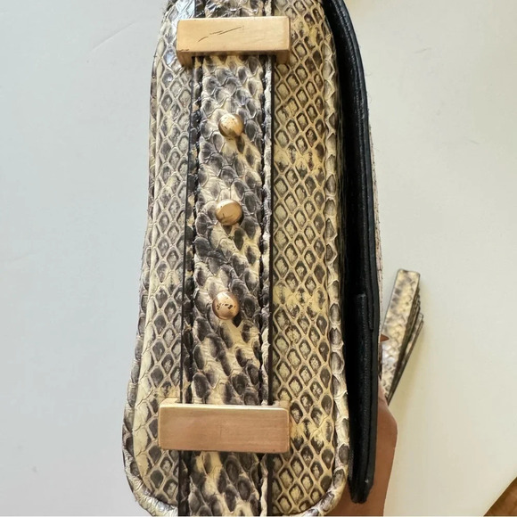 Brian Atwood Cream Snakeskin Leather Crossbody Bag - Picture 7 of 14